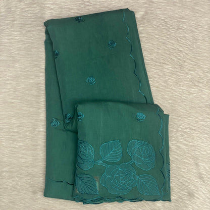 Chanderi Cotton Fancy Saree in Green