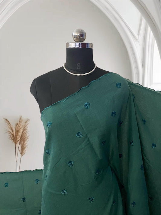 Chanderi Cotton Fancy Saree in Green