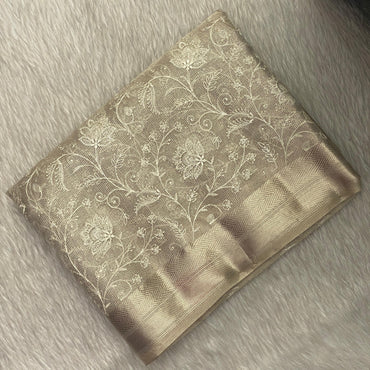 Tissue Organza Saree with Floral Embroidary