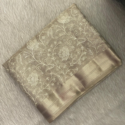 Tissue Organza Saree with Floral Embroidary