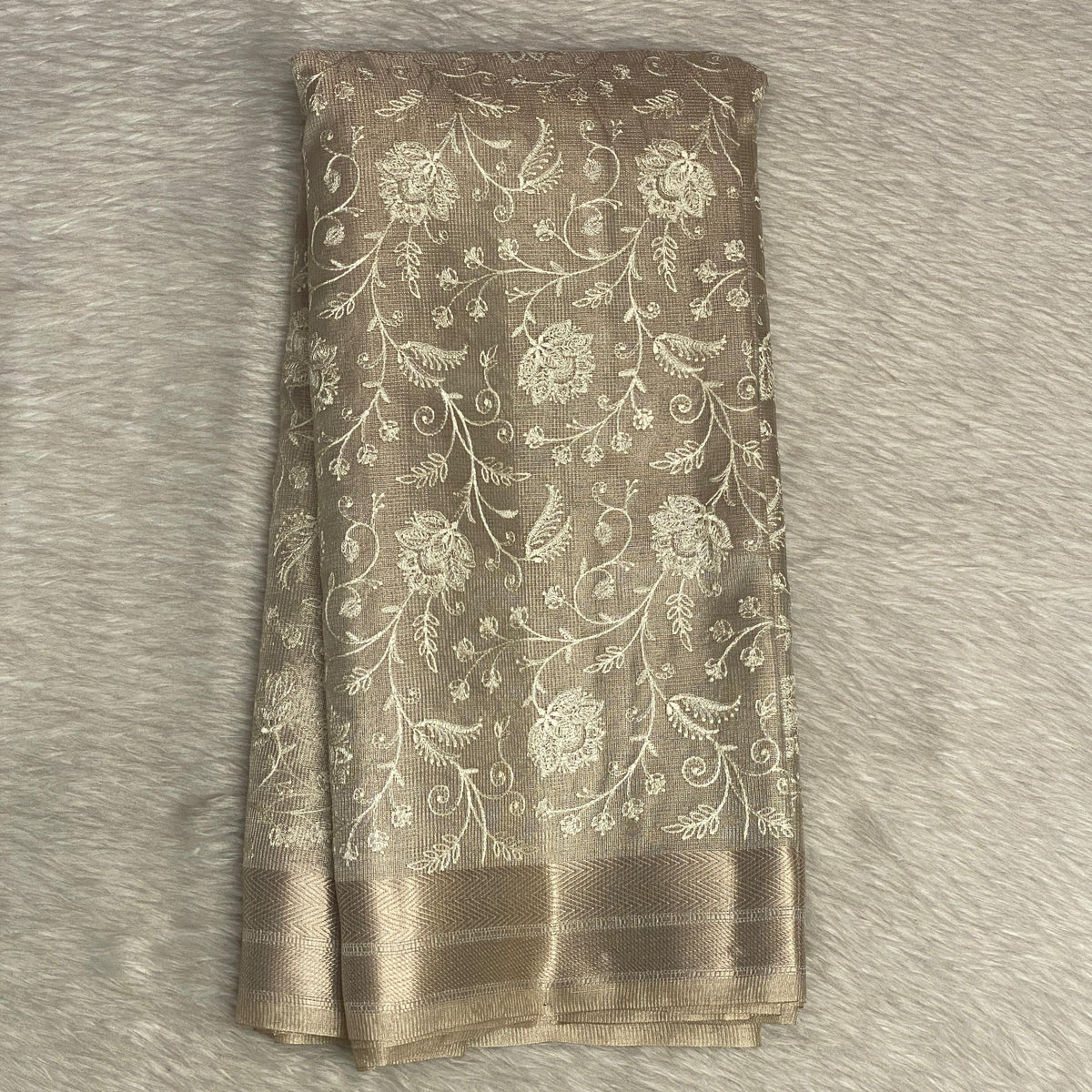 Tissue Organza Saree with Floral Embroidary