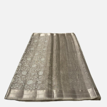 Tissue Organza Saree with Floral Embroidary