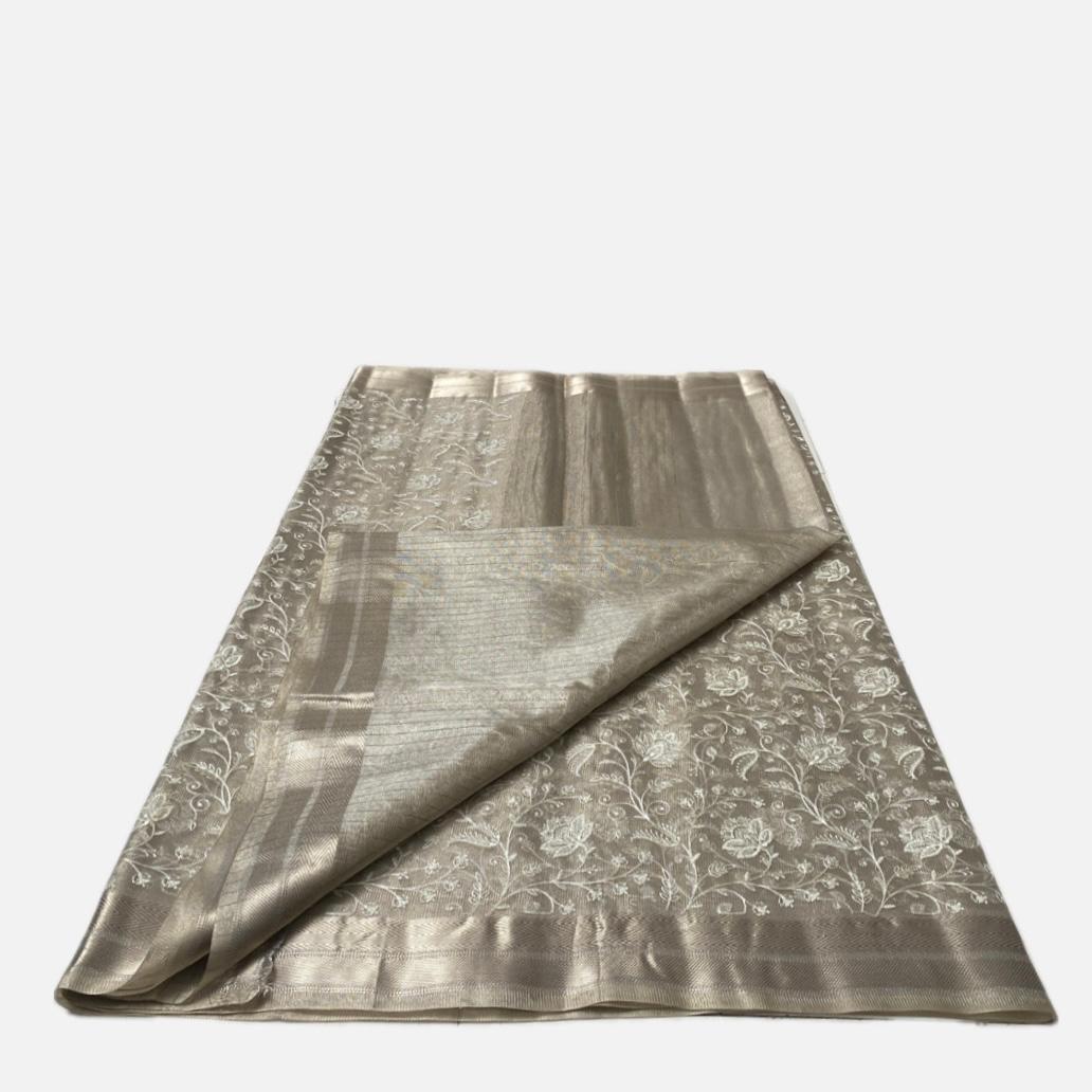 Tissue Organza Saree with Floral Embroidary