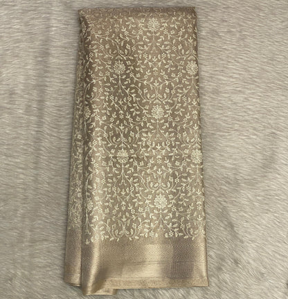Tissue Organza Saree with Floral Embroidary