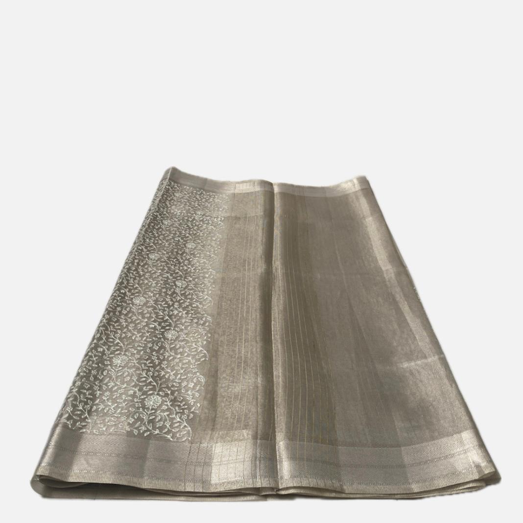 Tissue Organza Saree with Floral Embroidary
