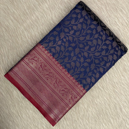 Semi Silk Saree in Blue (Wedding Collection)