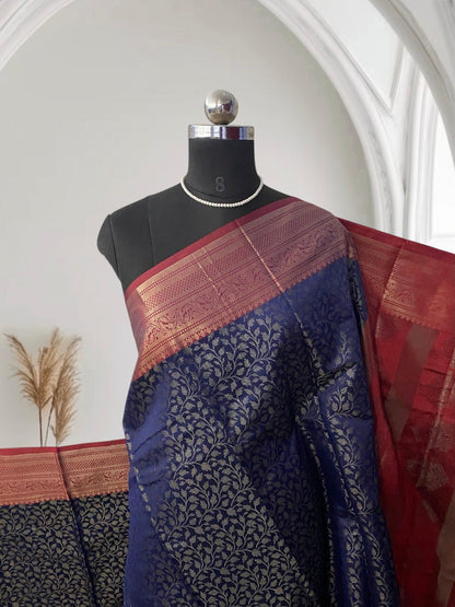Semi Silk Saree in Blue (Wedding Collection)