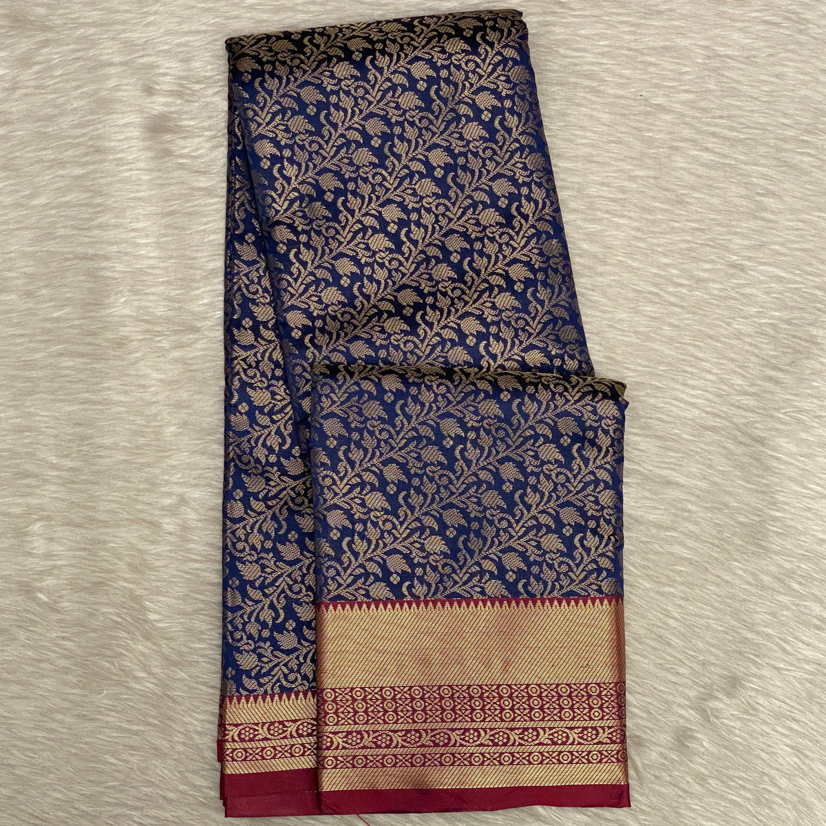 Semi Silk Saree in Blue (Wedding Collection)