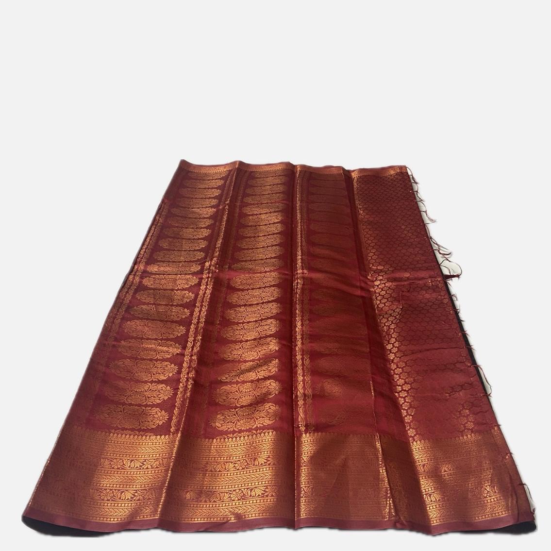 Rich Dark Navy Blue, Gold Tinted Kanjivaram-Style Semi Silk Saree (Wedding Collection)