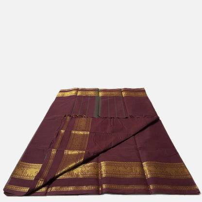 Classic Maroon Kanchi Cotton Saree with Traditional Border