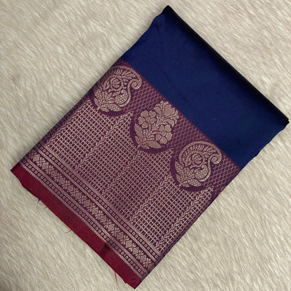 Semi Silk Saree in Navy Blue