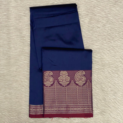 Semi Silk Saree in Navy Blue