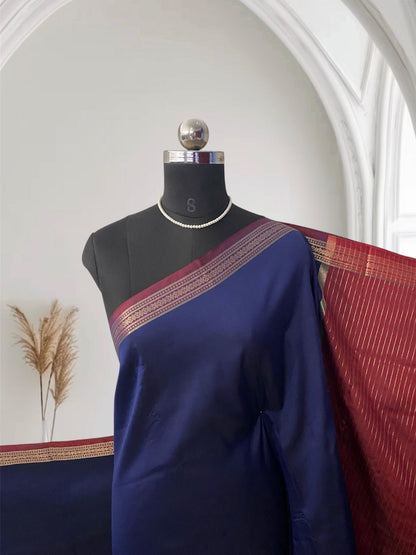 Semi Silk Saree in Navy Blue