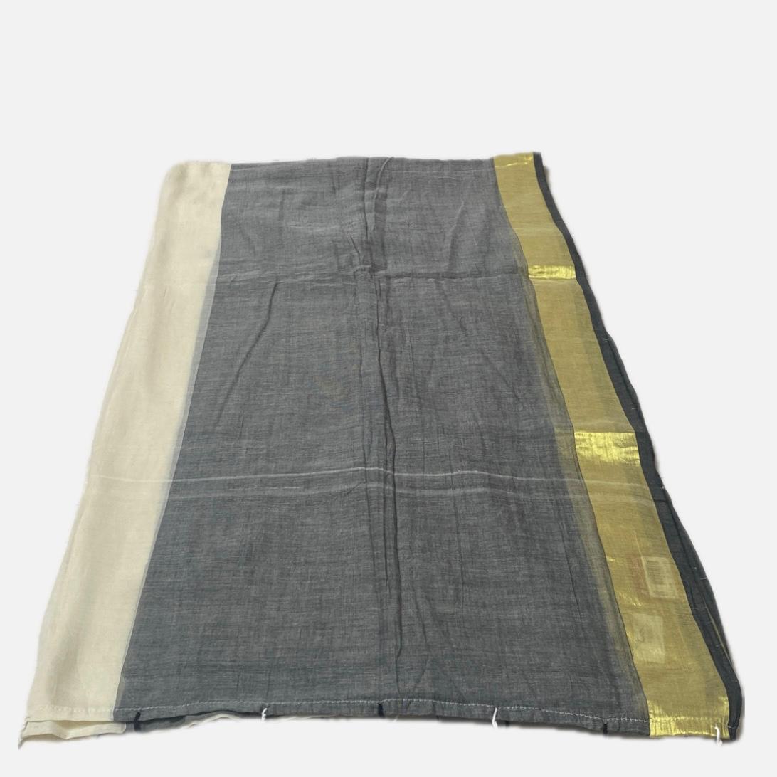 Mul Cotton Saree with Black and Golden Border