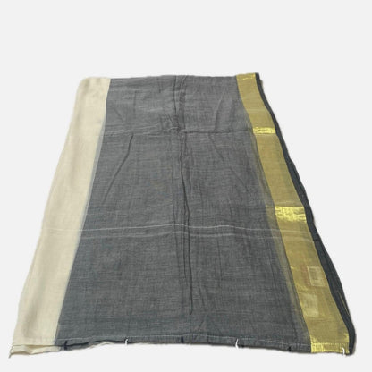 Mul Cotton Saree with Black and Golden Border