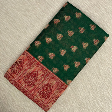 Rajani Floral Butta Cotton Saree Brick Red