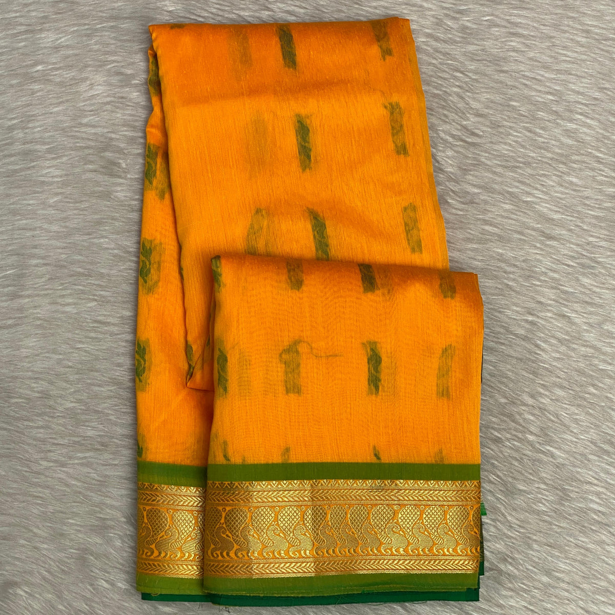 Kalyani Cotton Saree in Yellow and Green Combo