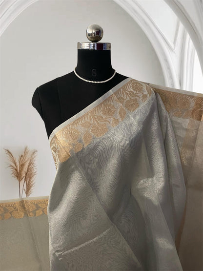 Tissue Lightweight Saree Silver