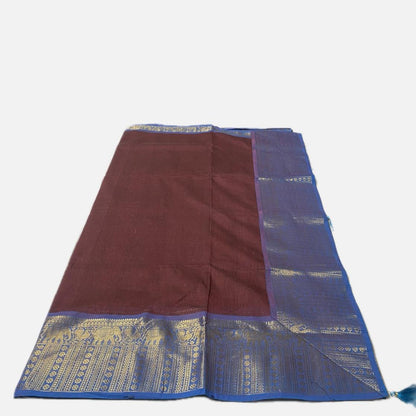 Kanchi Cotton Saree in Brick Red