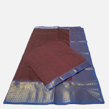 Kanchi Cotton Saree in Brick Red