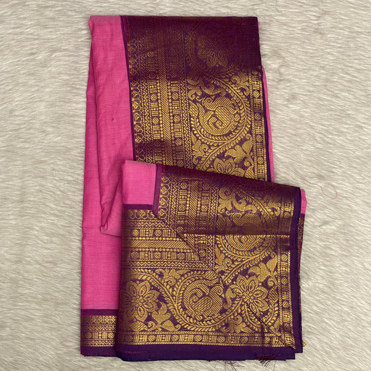 Kanchi Cotton Saree in Pink