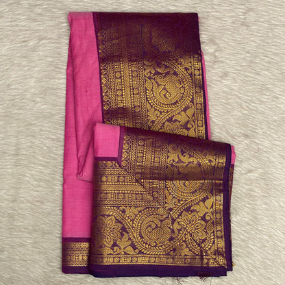 Kanchi Cotton Saree in Pink