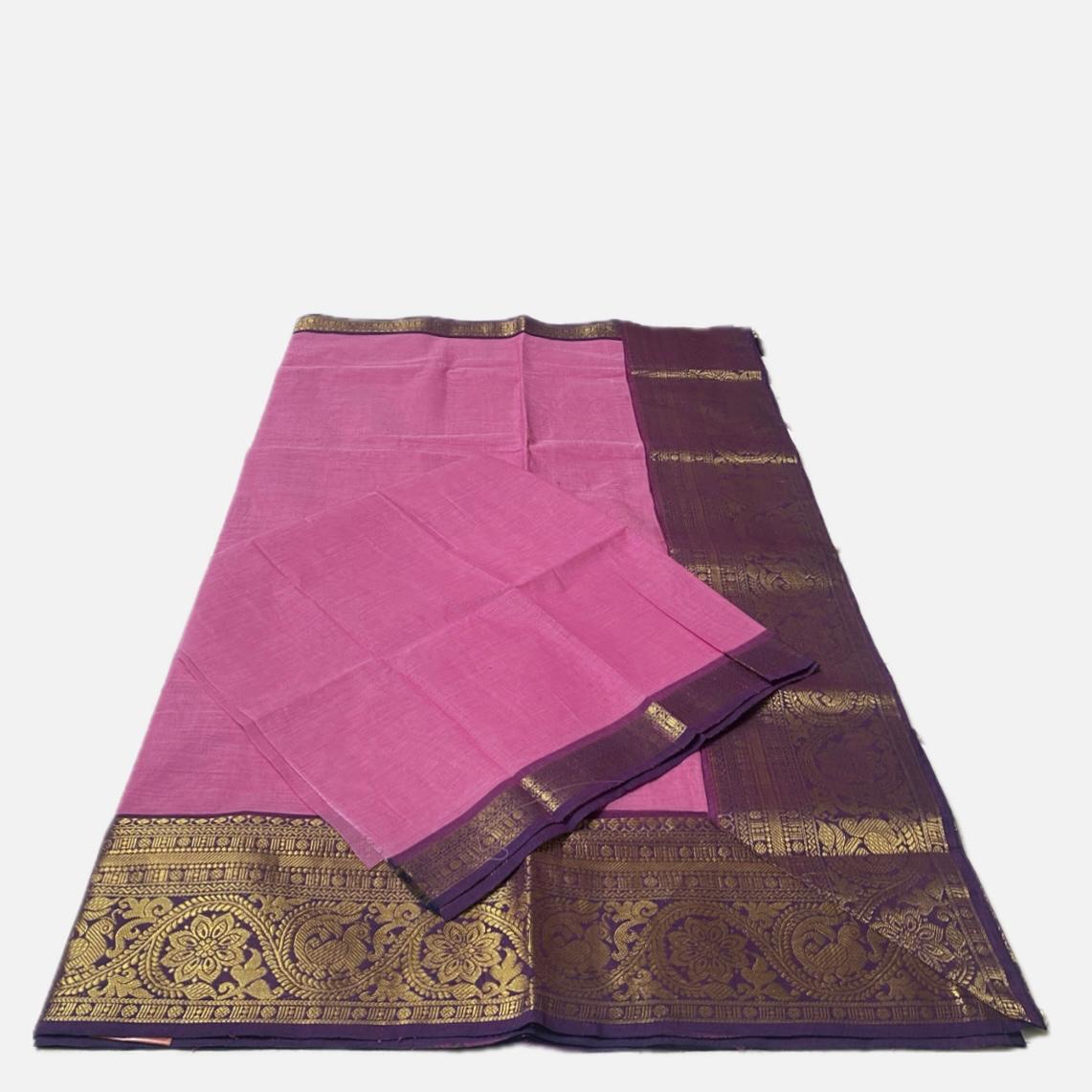 Kanchi Cotton Saree in Pink