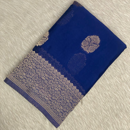 Smrithy Viscose Georgette Saree with Floral design Blue