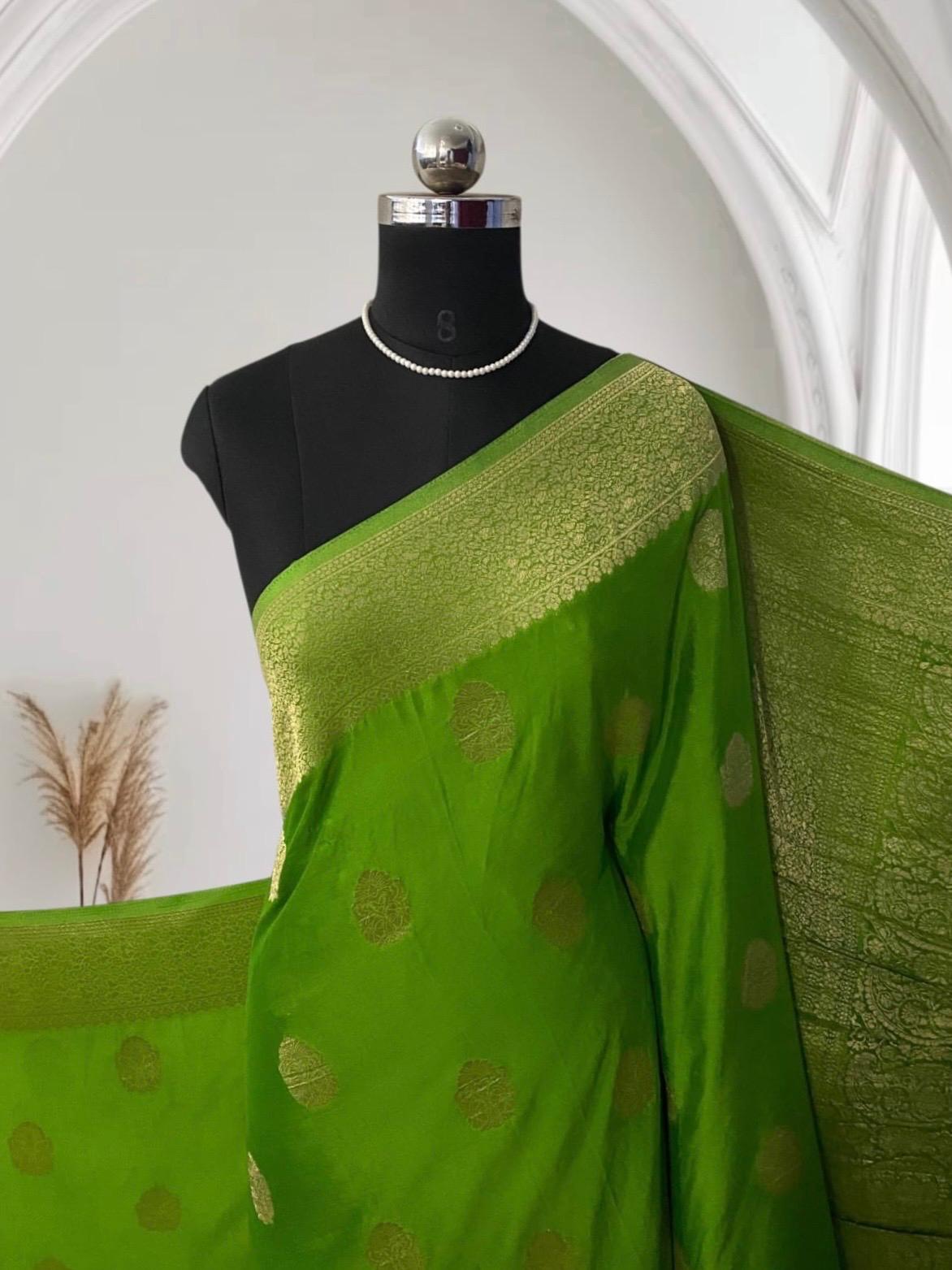 Smrithy Viscose Georgette Saree with Floral design Green