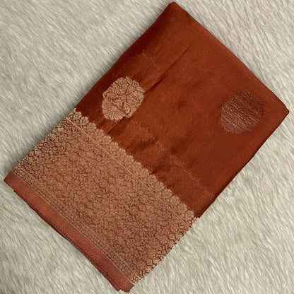 Smrithy Viscose Georgette Saree with Floral design Brown