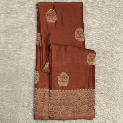 Smrithy Viscose Georgette Saree with Floral design Brown