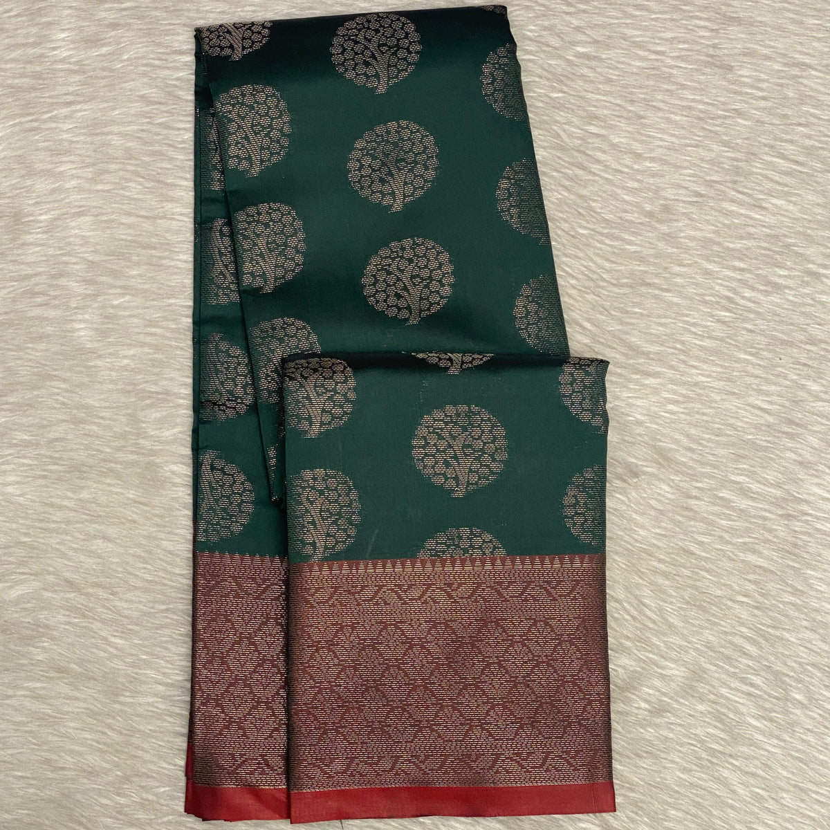 Semi Silk Saree in Green with Floral Butta