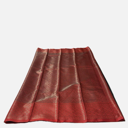 Semi Silk Saree in Green with Floral Butta