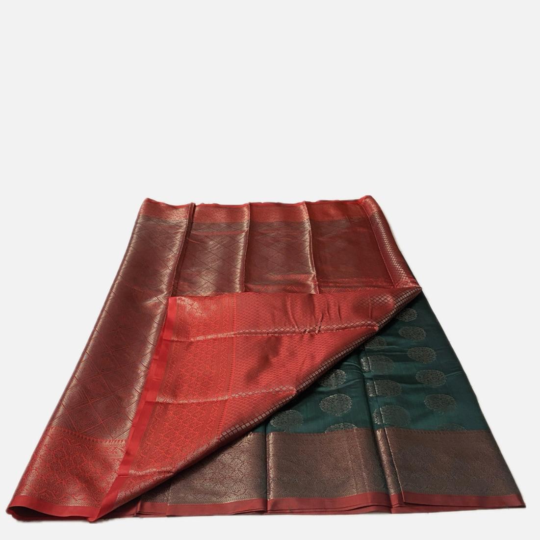 Semi Silk Saree in Green with Floral Butta