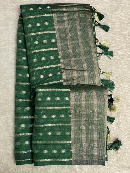 ✨Kannaki Banarasi Silk Golden Butti Saree Green✨