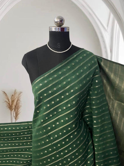 ✨Kannaki Banarasi Silk Golden Butti Saree Green✨