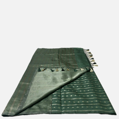 ✨Kannaki Banarasi Silk Golden Butti Saree Green✨