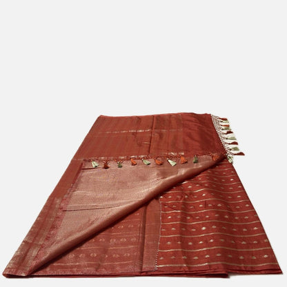 ✨Kannaki Banarasi Silk Golden Butti Saree  Rust Orange✨