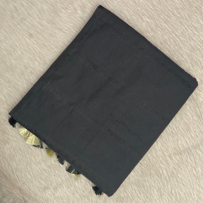 Cotton Chanderi in Plain Black
