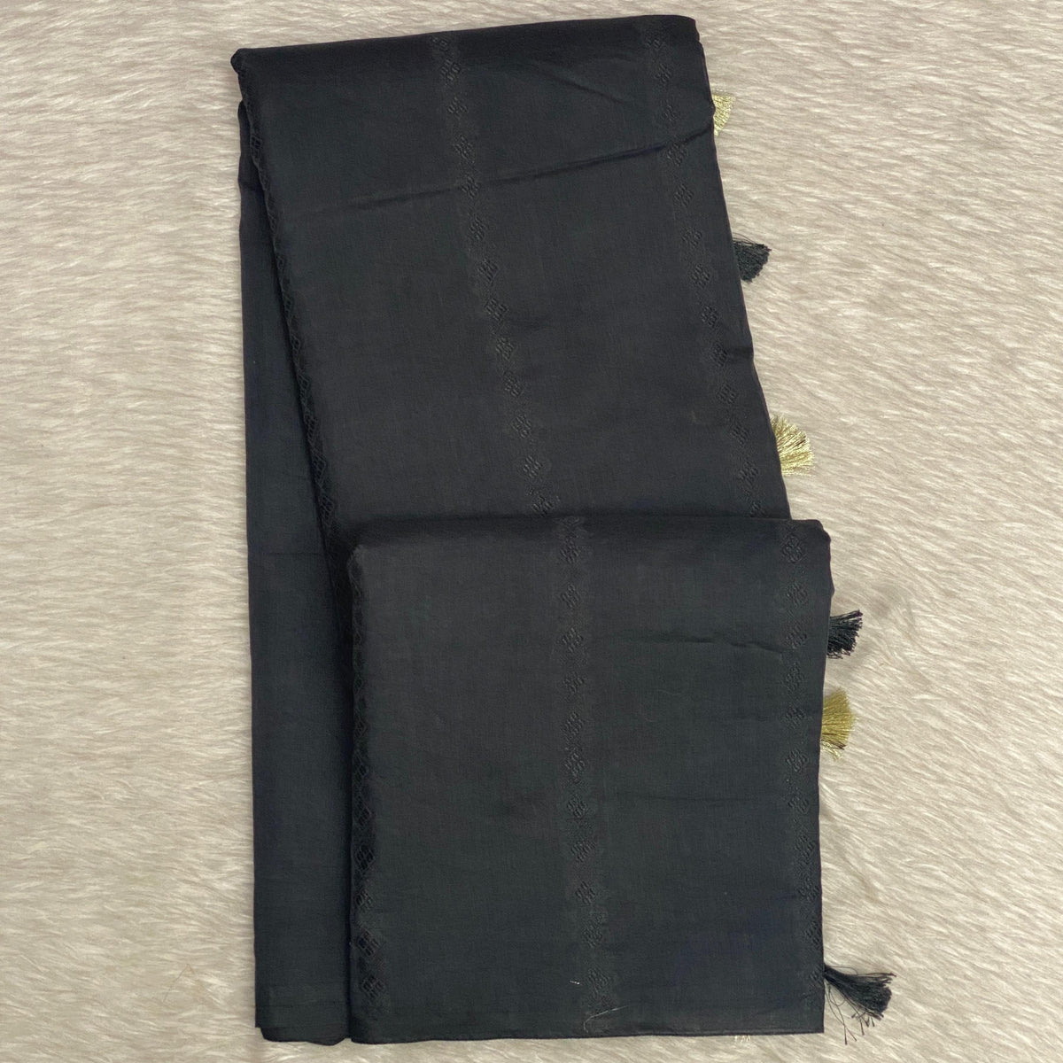 Cotton Chanderi in Plain Black