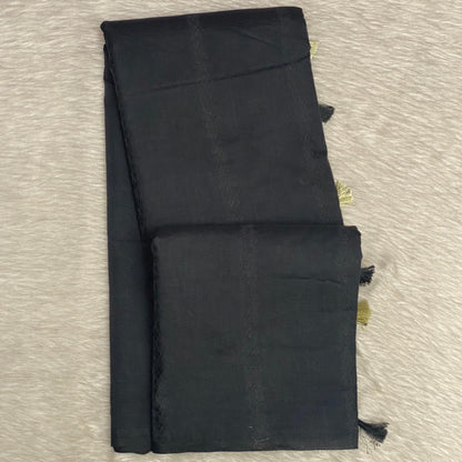 Cotton Chanderi in Plain Black