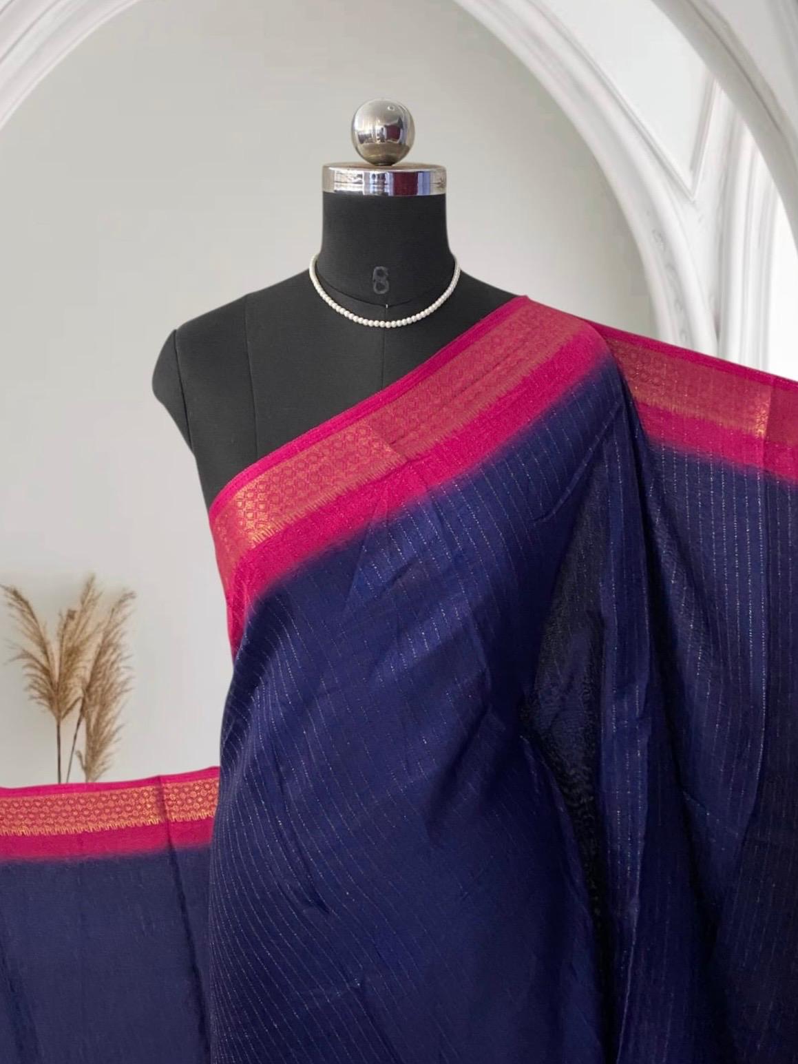 Monica Semi Jute Saree Blue