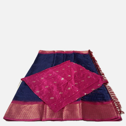 Monica Semi Jute Saree Blue