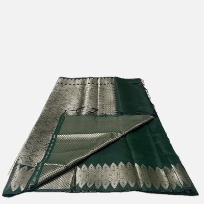 Royal Green Lightweight Silk Saree with Traditional Gold Weaving