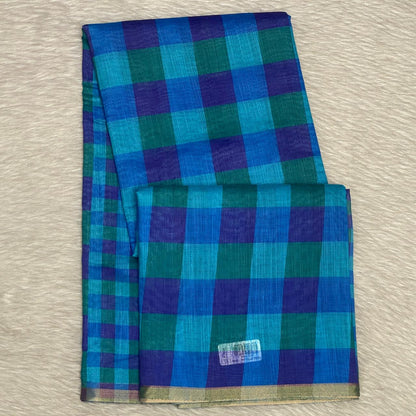 Madras Check Cotton saree in Blue