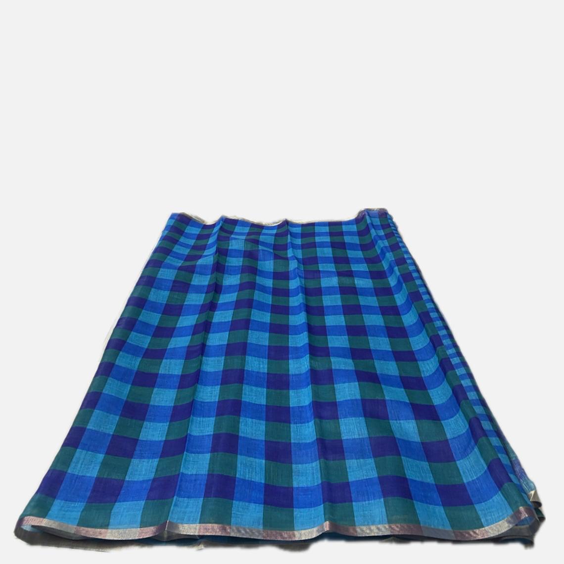 Madras Check Cotton saree in Blue