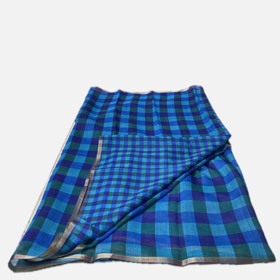 Madras Check Cotton saree in Blue