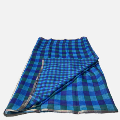 Madras Check Cotton saree in Blue