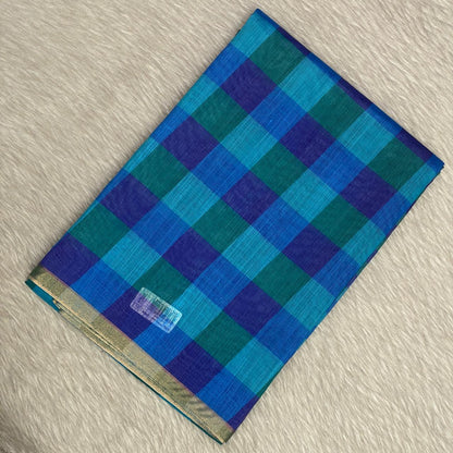 Madras Check Cotton saree in Blue