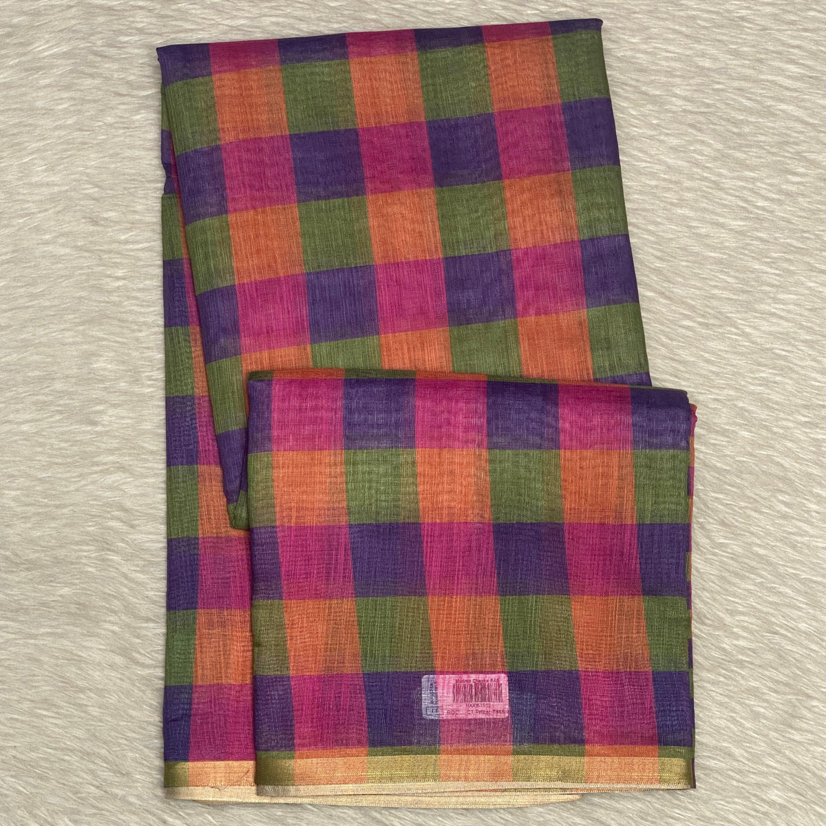 Madras Check Cotton saree in Blue and Pink